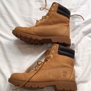 Tan Timberlands shoes